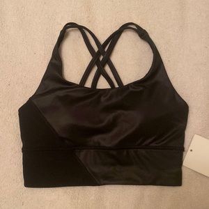 LuLu Lemon Athletica Sports Bra with tags, double cross straps, pleather detail
